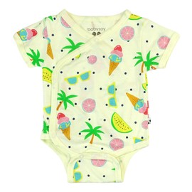 Babysoy Baby Short Sleeve Kimono Bodysuit - Summer Fun - 6-12 Months