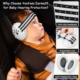 Yoofoss Baby Ear Muffs Noise Protection for Infant and Babies Up to 36 Months - Noise Cancelling Headphones for Ear Protection, Sleep, Travel - CE & ANSI Certified