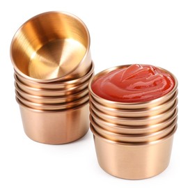Amytalk Ramekin Sauce Dipping Bowl Mini Sauce Cups Pudding Condiment Cups for Home Party Restaurant (Champagne Gold 12PCS 75ml)
