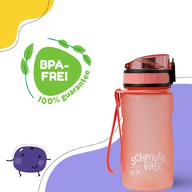 schmatzfatz Leak-Proof Sports Drinking Bottle, BPA-Free, 350 ml, Fruit Insert, 1-Click Cap, Children's Drinking Bottle for School, Nursery