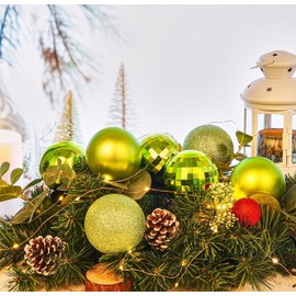 Emopeak 12Pcs Christmas Balls Ornaments Tree Ornaments for Xmas Tree Holiday Wreath Garland Decor Ornaments Birthday Valentines Day Easter Holiday Wedding Decorations(Grass Green, 3.2"/8CM)