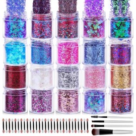 Chunky Brillo Holográfico Cosmético Grueso 200g 20 Colores