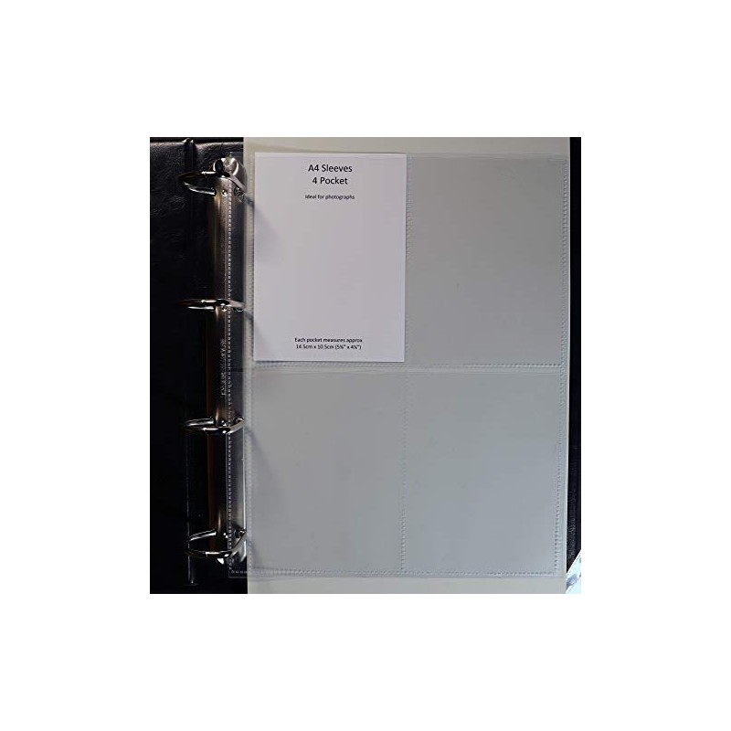 A4 Postcard Photograph Sleeves, 4 Pockets per Page - Acid