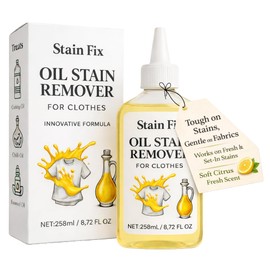 Oil Stain Remover for Clothes (8.72oz) - Fabric Stain Remover For Cooking, Engine, Dried Oil And Grease Stains - Safe for All Fabric Types