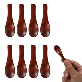 8PCS Salt Spoon, 2.36 Inch Mini Spoons for Spice Jars, Suitable for Tea Cans, Sugar, Pepper, Coffee, Ice Cream, Honey, Salt, Etc (Dark Brown)