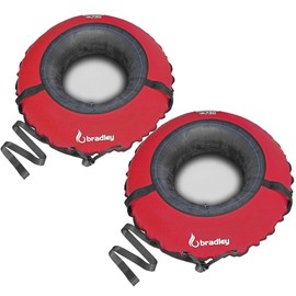 Bradley Snow Tubes with 50" Heavy Duty Cover | 2 Pack Inflatable Sledding Tubes 1 Orange 1 Purple