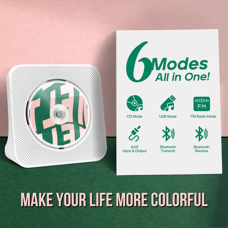 Portable CD Player for Home, ROADOM CD Players with Speakers,