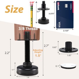 NEWBYTEK Furniture Leveling Feet Heavy Duty, Adjustable Furniture Feet Levelers Screw on Heavy Duty Desk/Chair/Cabinet/Dresser/Bench Leg Leveler, Round T-Nut Kit 3/8”-16 Thread (4 Pack, Black)