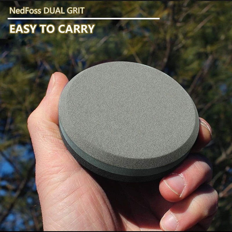 NedFoss Axe/Hatchet Sharpening Puck Whetstone Knife Sharpening Stone, Dual Grit