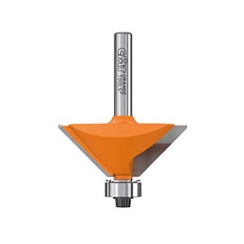 CMT Orange Tools 936.420.11 - 45 Degree Bevel Cutter, 1 Count, High Speed Steel, Teflon Coated, 1 Flute, Round Shank, 0.5mm, Wood, Metal