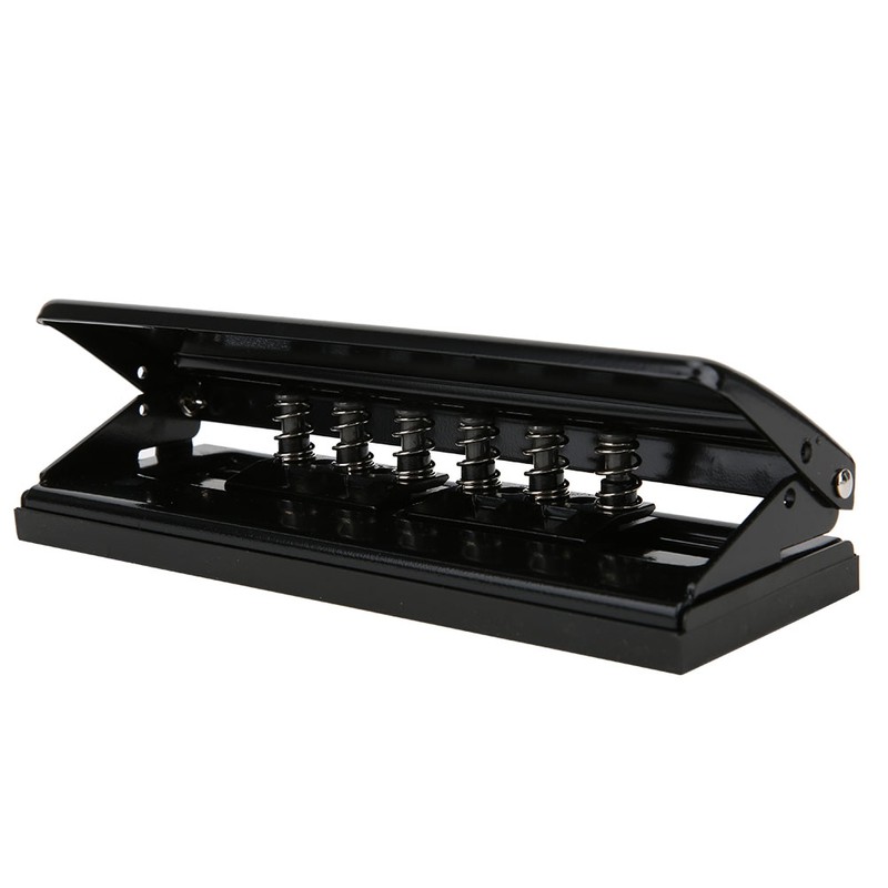 Six Hole Adjustable Punching Machine Paper Puncher Office Supplies Black