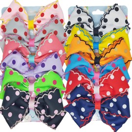 12PCS Hair Bows for Girls Grosgrain Ribbon Toddler Hair Accessories with Alligator Clips for Toddlers Baby Girls Kids Teens (Color C)