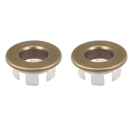 Facaimao 2Pcs Sink Basin Trim Overflow Cover, Brass Insert in Hole Round Caps Bronze Tone for Kitchen or Bathroom
