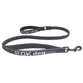 ROK DOG NEW REFLECTIVE NO JOLT SAFETY STRETCH LEAD (BLACK REFLECTIVE)