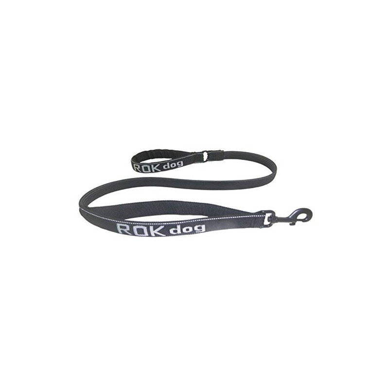 ROK DOG NEW REFLECTIVE NO JOLT SAFETY STRETCH LEAD (BLACK