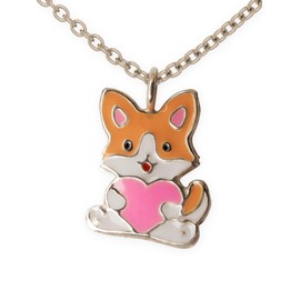 Fly Style Fox with Heart Pendant for Children / Girls / Women with Chain Silver / Children's Jewellery Girls, Sterling Silver