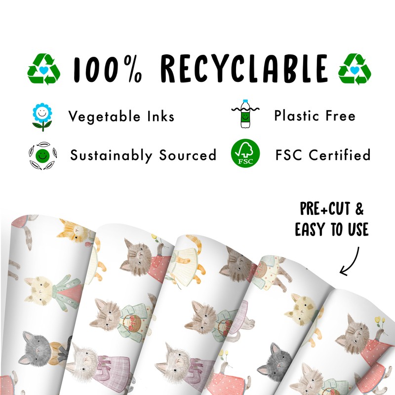 Cat Wrapping Paper - Cats Wearing Dresses - Kitten -