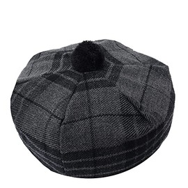 HAAUR Scottish Tammy Hat Traditional Kilt Tam o' Shatner Acrylic Wool Flat Bonnet Various Tartans with Pompom One Size