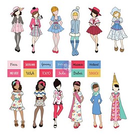 Prima Marketing Julie Nutting Traveling Girl Ephemera Cardstock Die-cuts 24P-Dolls & Labels, Multi