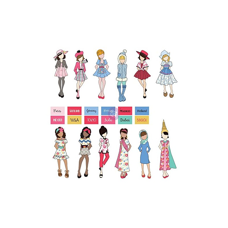 Prima Marketing Julie Nutting Traveling Girl Ephemera Cardstock Die-cuts 24P-Dolls