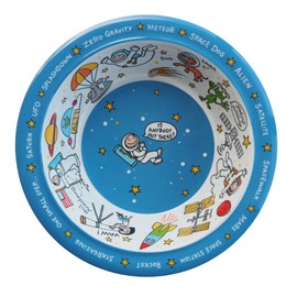Tyrrell Katz Kids Space Printed Bowl in Blue Melamine - Dishwasher Safe Children's Dish Outdoor Dining Tableware Everyday Plate - 16.5 cm