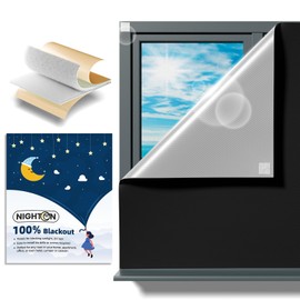 NIGHTON Portable Blackout Curtains 35"×57" Strong Hook and Loop Tape Strips with Adhesive,Black out Shades That can be Cut,100% Blackout Material Blackout Blinds for Baby Nursery or Travel-Black 2Pack