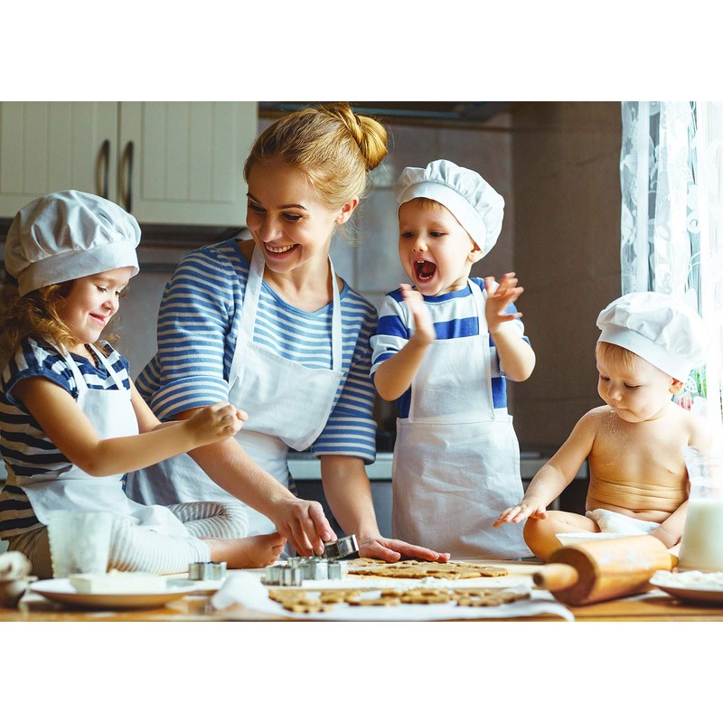 CHENGU 8 Pcs Kids Apron and Chef Hat Set Child