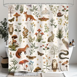 Glawry Green Eucalyptus Lavender Shower Curtain 60Wx72L Inches Watercolor Purple Floral Leaf Botanical Bathroom Plants Lilac Spring Summer Nature Bath Accessories Art Home Decor Fabric 12 Pack Hooks
