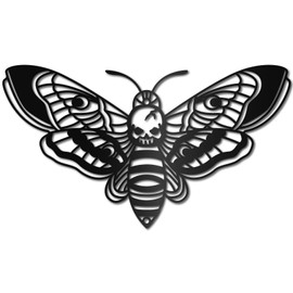 CREATCABIN Death Head Moth Metal Wall Decor Black Skull Metal Wall Art Hanging Ornament Iron Moth Wall Decoration Sculpture Butterfly Gothic Wall Decor for Modern Farmhouse Rustic Home 12 x 6.7Inch