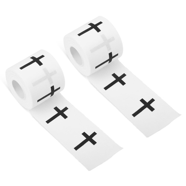 Tinoaly 2 Rolls Christian Cross Athletic Tape, 23ft Serrated Edge