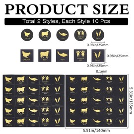 GORGECRAFT 500Pcs 1 Inch Wedding Meal Choice Stickers: Gold, Square & Round Indicator Stickers for Place Cards, Party Supplies