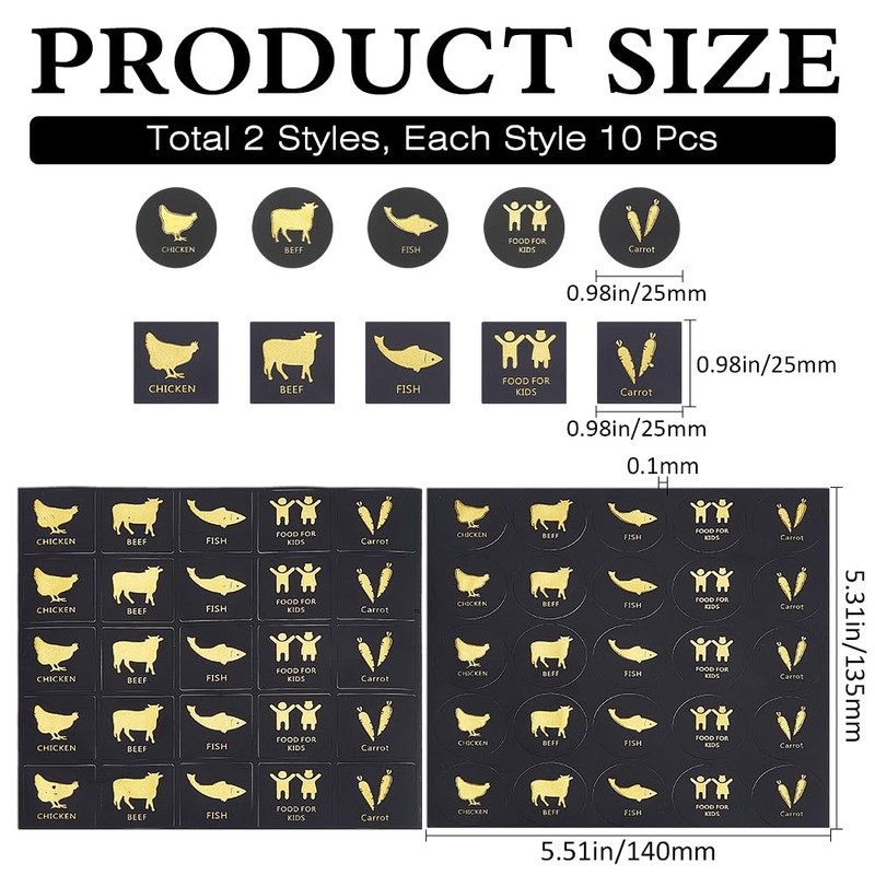 GORGECRAFT 500Pcs 1 Inch Wedding Meal Choice Stickers: Gold, Square