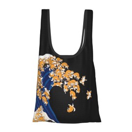 Shiba Inu Eco Bag, Large Capacity, Folding Eco Bag, Shopping Bag, Popular, Lightweight, Waterproof Shopping Bag, Fashionable Women's, Men's, Multi-functional Tote Bag, Resin Bag, Compact Convenience