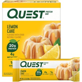 Quest Nutrition Lemon Cake Protein Bars, High Protein, Low Carb, Gluten Free, Keto Friendly, 4 Count