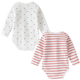 Lullaby Layers 2-PACK Long Sleeve Baby Bodysuit for Boys and Girls (White, Newborn)