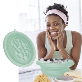 Facial Ice Bath Bowl | Collapsible Cold Plunge for Acne Relief & Pores | Built-In Ice Tray, Vagus Nerve Therapy (Green)