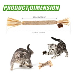 huiyoujiu 4Pcs Cat Silvervine Chew Sticks - Natural Cat Chew Sticks Toy, Cat Teeth Nip Cleaning Toys, Kitty Dental Chew Stick for Cat Teeth Cleaning, Kitten Teething and Stress Release