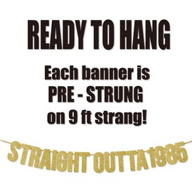 Straight Outta 1985 Banner for 40th Birthday Party Decoration,Happy 40th Men Women Birthday Party Banner,Handmade - Gold
