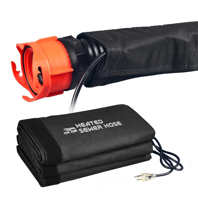 REHOSEUP 15FT Sewer Hose with Heated Sleeve,Black Rv Sewer Hose