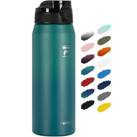 Fanhaw - Botella Térmica de Acero Inoxidable de 24 Onzas con Tapa Chug, Aislada, Tapa Antipolvo, Apta para Lavavajillas, 710 ml, Verde Azul           