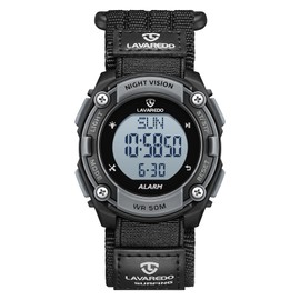 Men's Digital Wristwatch, Nylon Strap, Waterproof, Sports Watch, Date Display, Alarm, Stopwatch, Easy to View, Running Watch, Fashion, Unisex, 01-black grey