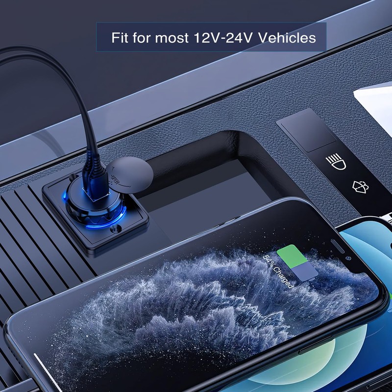 Nilight Quick USB Outlet Socket 12V 24V Dual USBs Connector