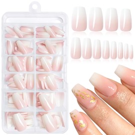 LunarCharm 144 Stück Ombre Press on Nails Medium Coffin Ombre on Nails Kurze Acrylnägel Fake Nail Ombre Falsche Nägel Künstliche Fingernägel für Anfänger DIY