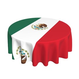 WZYWHJ Flag of Mexico Picture Round decorative tablecloth 60 in can be washed and reused for round table dining table coffee table