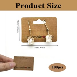 100Pcs Earring Sales Cards 1.96 x 1.37inch Double Blank Earring Clip Display Cards for Jewelry Sales