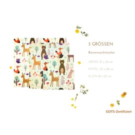 Organic Beeswax Cloths Set of 3 - Plastic-free & Sustainable Food Packaging | Environmentally Friendly Wax Paper Ideal for Cling Film Alternative (Animal Pattern)