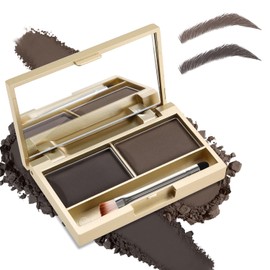 Boobeen Kit de polvo para cejas, 2 colores a prueba de agua para definir y rellenar las cejas, forma de polvo de color de cejas de aspecto natural - con cepillo de espejo