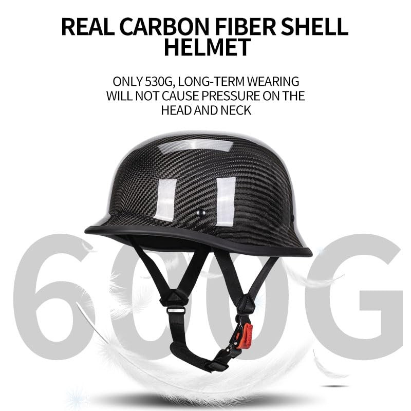 Vintage Motorcycle Half Helmet, Carbon Fiber Open Face Retro Motorcycle