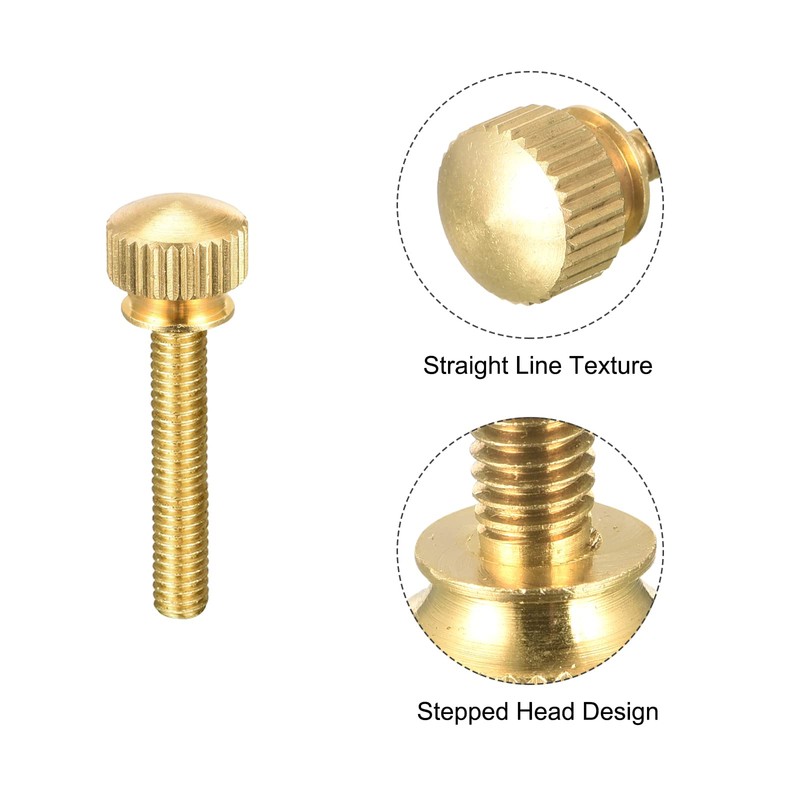 sourcing map Knurled Screws M4 x 25 mm Brass Shoulder