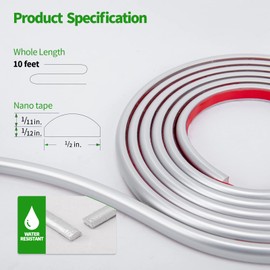 LONGKING 10 ft Peel and Stick Trim, Molding Trim for Walls, Edges, Borders, Backsplash Tiles, Flexible and Self Adhesive Trim, Silver